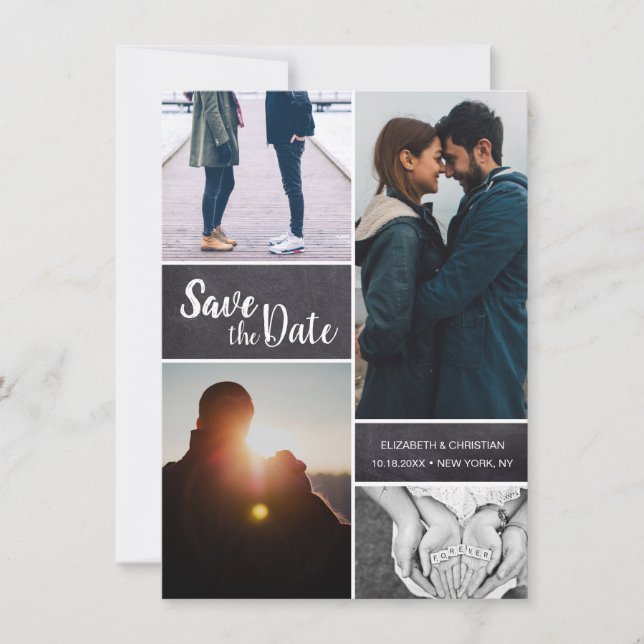Save the date Rustic Wedding Multiple Photo Announcement (Front)