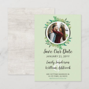 Save The Date Rustic Wood & Eucalyptus Botanical Invitation