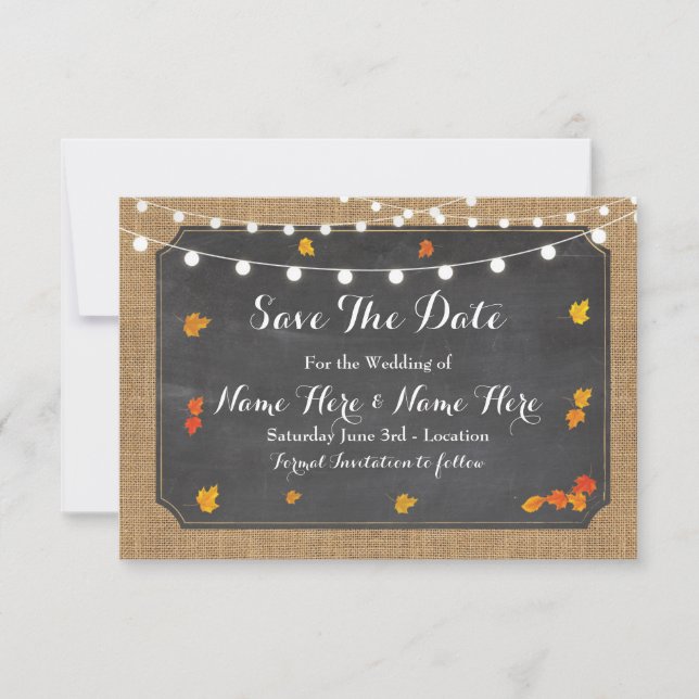 Save The Date Rustic Wood Rustic Fall Invite (Front)