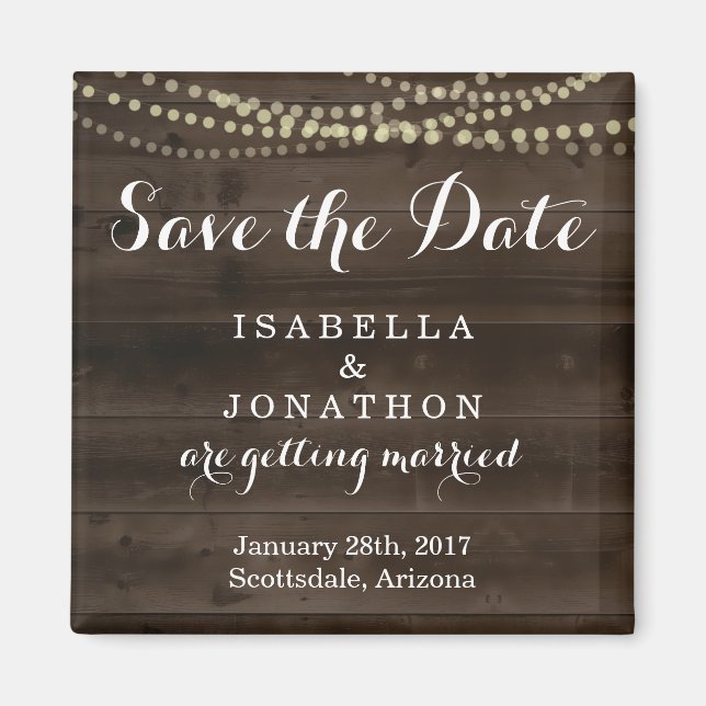 Save the Date - Rustic Wood Wedding Magnet (Front)