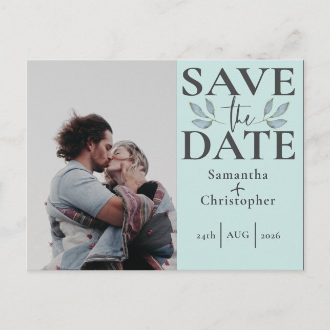Save the Date Sage Green Photo Template Wedding (Front)