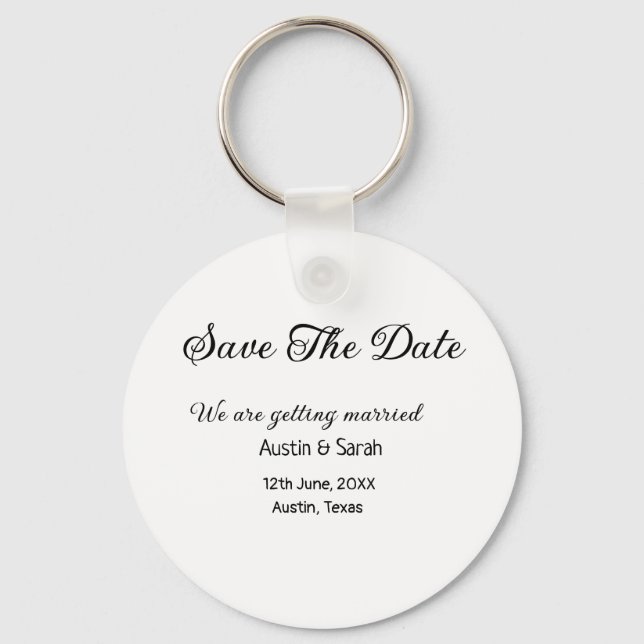 Save the date scan QR wedding website modern text Key Ring (Front)