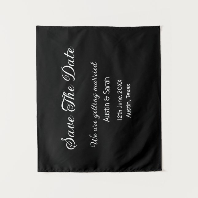Save the date scan QR wedding website modern text Tapestry (Front)