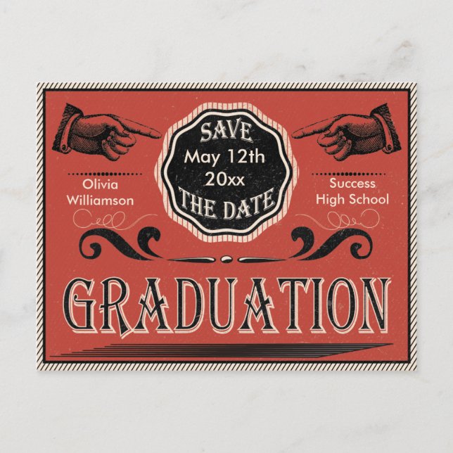 Save The Date School Graduation Postcard (Front)