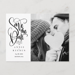 Save the Date Script Photo Postcard