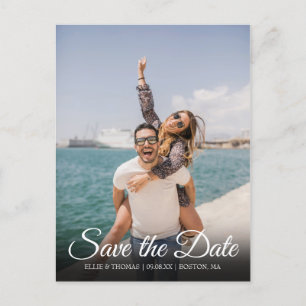 Save the Date Script Simple Elegant Photo Announcement Postcard