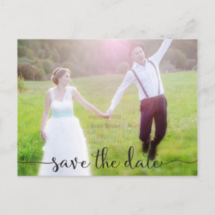 SAVE THE DATE Script Typography Photo Postcard