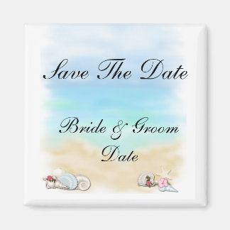 Save the Date Seashells Beach Wedding Magnets