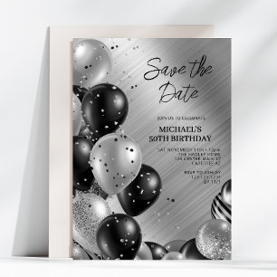 Save the Date Silver 50th Birthday Invitation