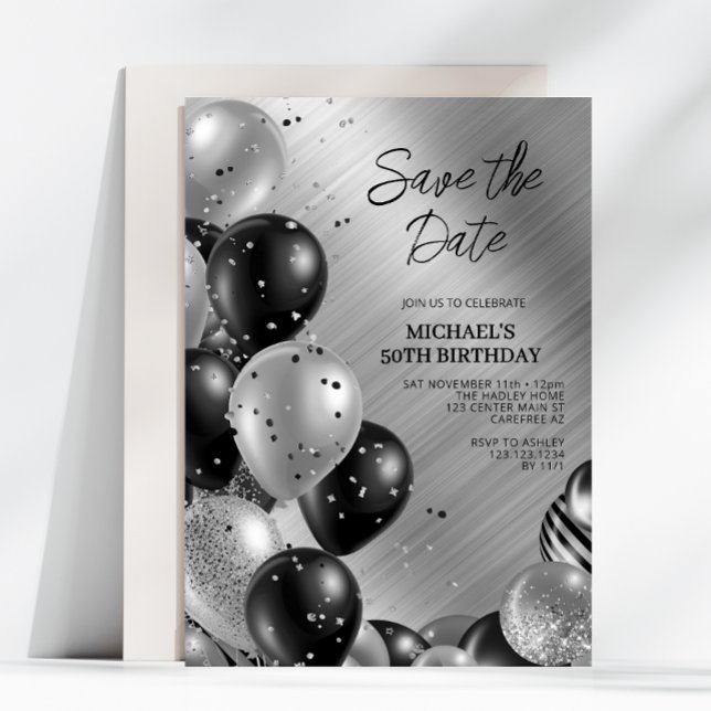 Save the Date Silver 50th Birthday Invitation (Creator Uploaded)