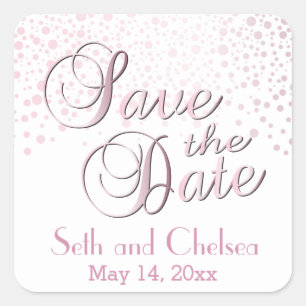 Save the Date Silver Dots   Personalise Square Sticker