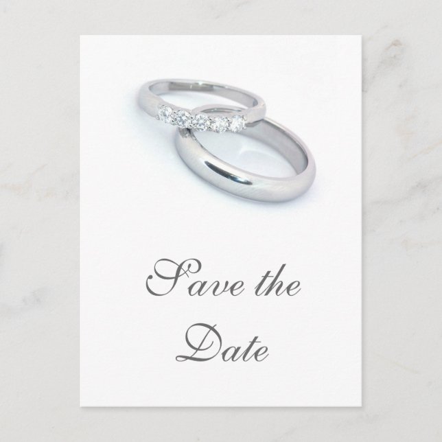 Save the Date/Silver Wedding Bands Announcement Postcard (Front)