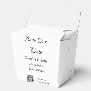 Save the date simple minimal QR scan code details Favour Box