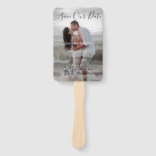 Save the date simple minimal QR scan code details Hand Fan
