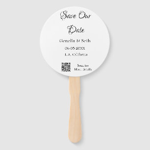 Save the date simple minimal QR scan code details Hand Fan