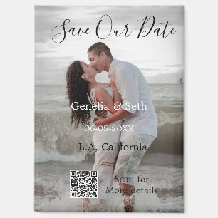 Save the date simple minimal QR scan code details Magnet