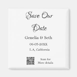 Save the date simple minimal QR scan code details  Magnet