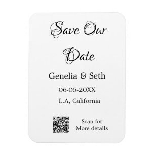Save the date simple minimal QR scan code details  Magnet