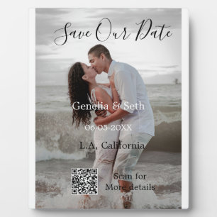 Save the date simple minimal QR scan code details  Plaque