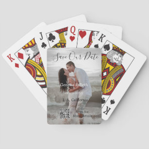 Save the date simple minimal QR scan code details Playing Cards