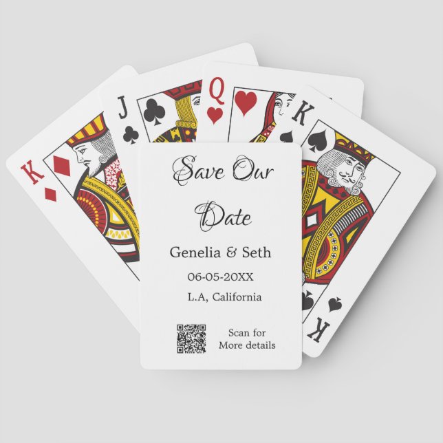 Save the date simple minimal QR scan code details  Playing Cards (Back)