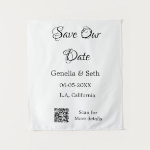 Save the date simple minimal QR scan code details  Tapestry