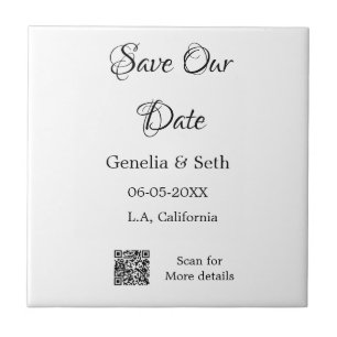 Save the date simple minimal QR scan code details  Tile