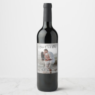Save the date simple minimal QR scan code details  Wine Label
