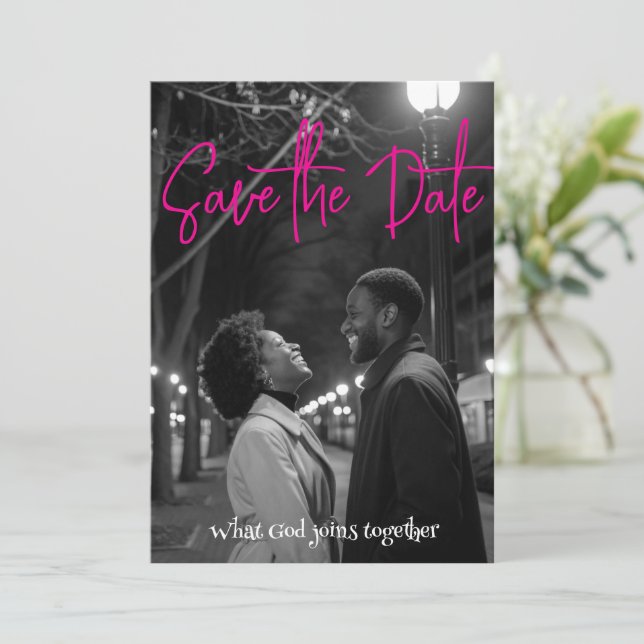 Save the Date | Simple Minimalist Black and White  (Standing Front)