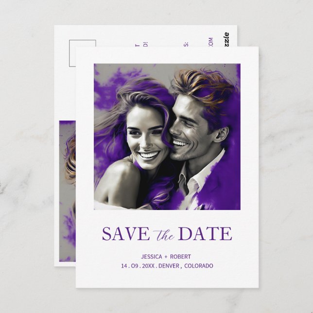 SAVE THE DATE SIMPLE MODERN DESIGN POSTCARD (Front/Back)