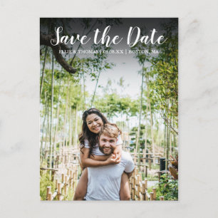 Save the Date Simple Modern Script Photo Postcard