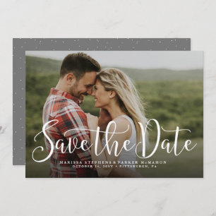 Save the date simple script horizontal photo card