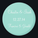 Save The Date Simple Single Colour Magnet<br><div class="desc">Save The Date Round Monogram Magnets Featuring Bride's Name, Groom's Name and Wedding Date Personalizable Solid Colour Style Option - whimiscal and individualised Solid Colour Option - Pale Robin Egg Blue Simple Single Colour Colour Complementing personalizable magnets will be just right for sending to invited wedding guests as wedding save...</div>