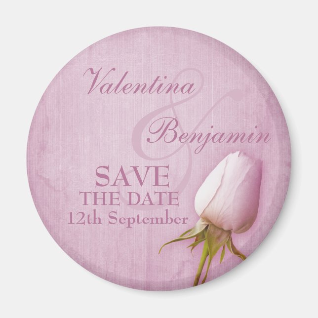 Save the Date Single purple Rose Fridge Magnet (Front)