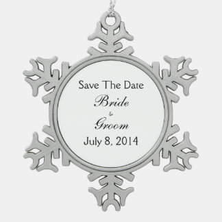 Save The Date Snowflake Pewter Christmas Ornament