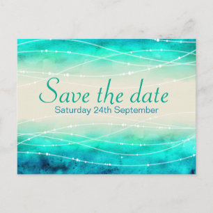 Save the date sparkling seas wedding postcard