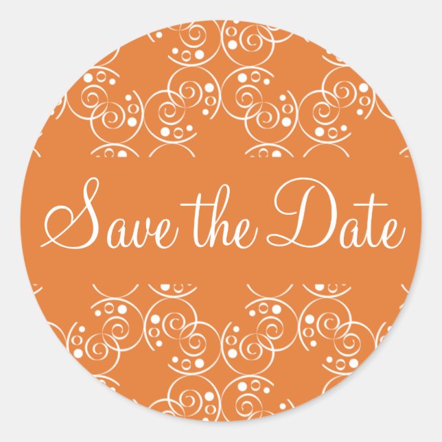 Save the Date Spiral Swirls Envelope Sticker Seal (Front)