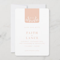 SAVE THE DATE spring garden twig logo blush pink