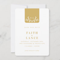 SAVE THE DATE spring garden twig logo soft gold