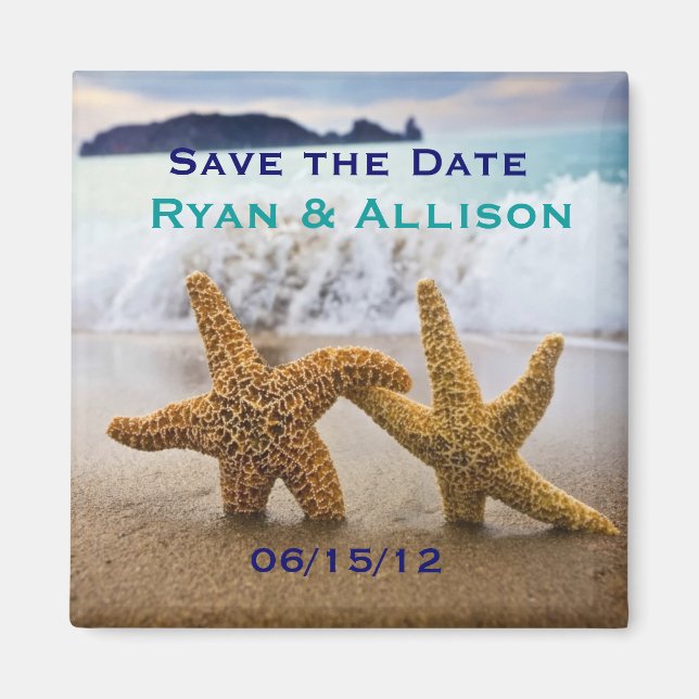 Save the Date Starfish Couple Magnet (Front)