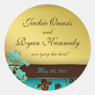 Save the Date Sticker Elegant Gold Floral BB 2