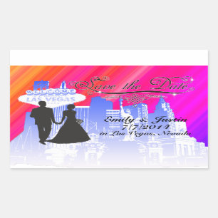 SAVE THE DATE STICKER WITH VIEW OF LAS VEGAS