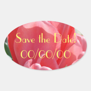Save the Date! stickers Pink Tulips Add Date