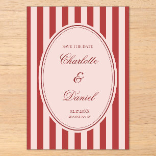 Save the Date Stripe Custom Chartreuse Acrylic Invitations