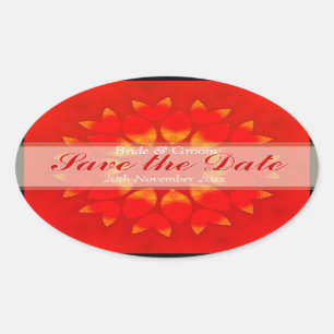 Save the Date Sun flower Petals Oval Oval Sticker