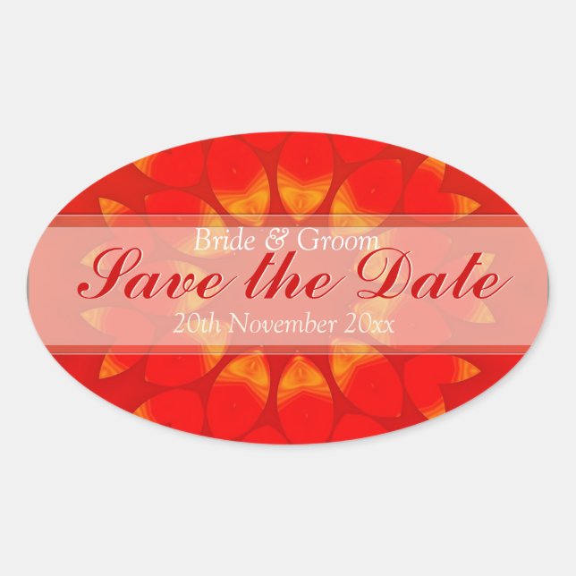 Save the Date Sun flower Petals Oval Sticker (Front)