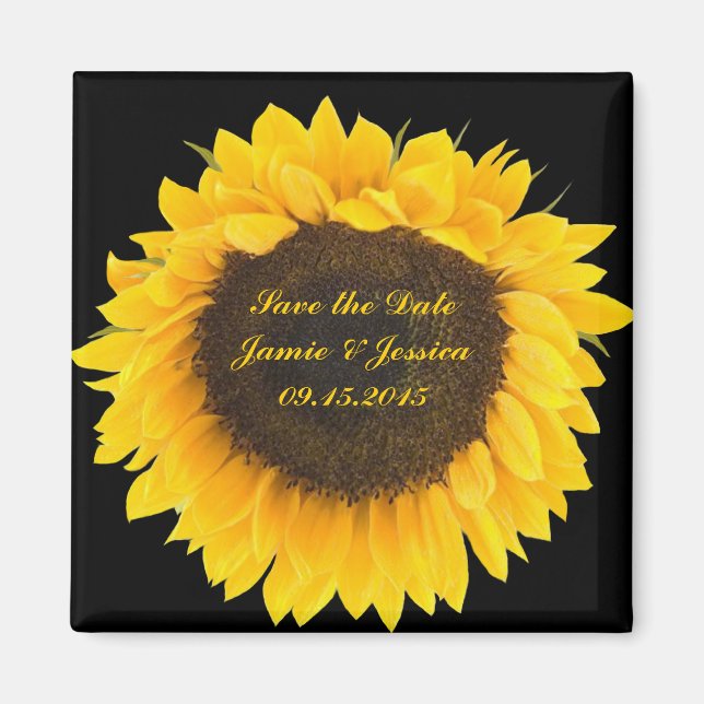 Save the Date Sunflower-choose magnet colour (Front)
