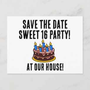 SAVE THE DATE SWEET 16 BIRTHDAY PARTY INVITATIONS