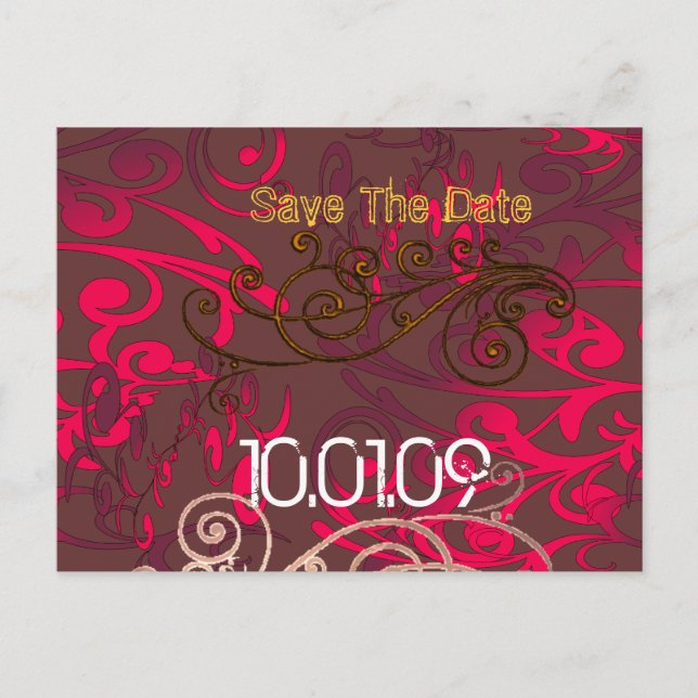 Save the Date- Swirl Distressed - Announcement Postcard (Front)