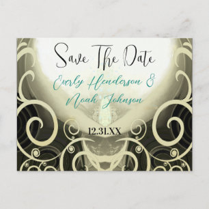 Save The Date - Tan Cala Lily with Swirls Announcement Postcard